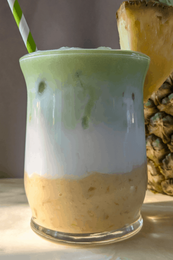 Layered Coconut and Pineapple Matcha Latte