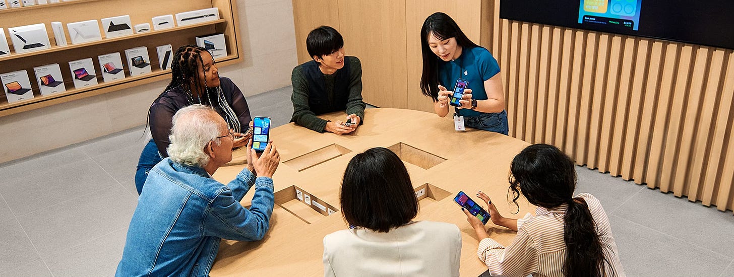 Customers attend a Today at Apple session at Apple Gangnam.