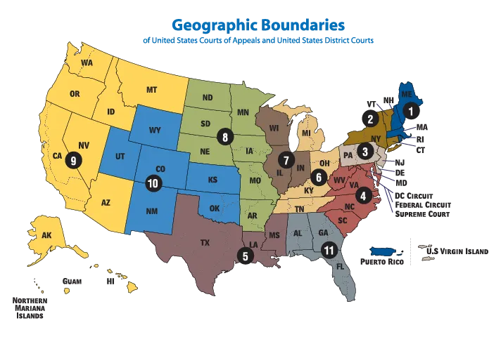 U.S. Federal Court Circuit Map