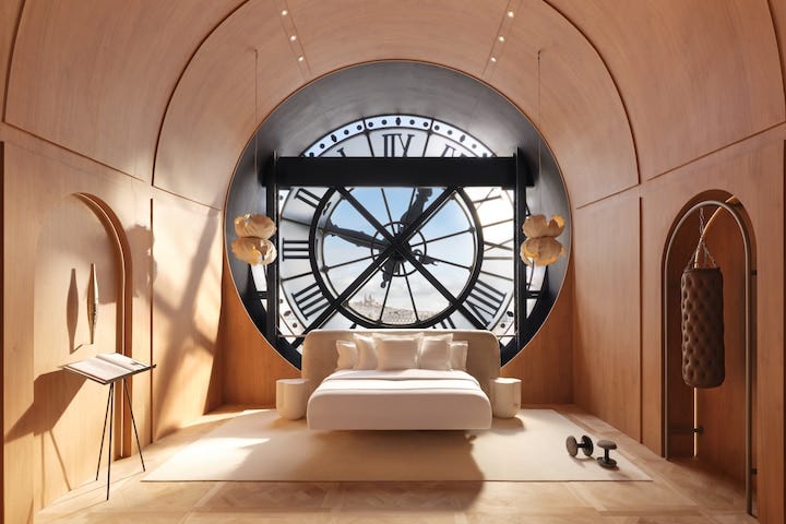 I’ve created a bedroom inside the Musée d’Orsay’s clock room for an unparalleled one-night stay, complete with a view of the 2024 Opening Ceremony from your window.
