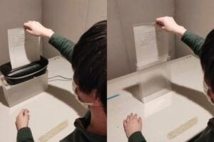Physically disposing of a piece of paper containing your angry thoughts in a shredder (left) effectively neutralizes the anger, whereas putting it in a plastic box (right) does not.