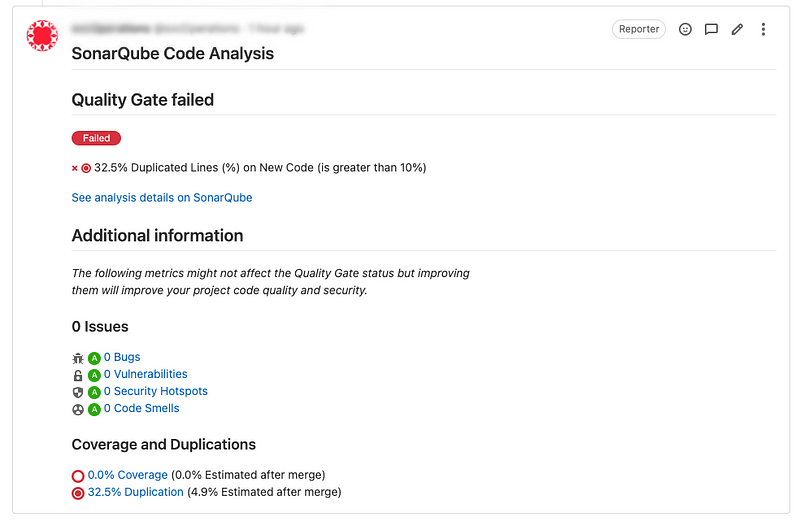 SonarQube Pull Request Decoration — Source Code Analysis failed.