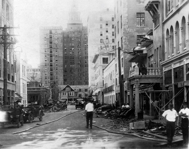 NE Third Avenue, aka Short Street, the day after the 1926 Hurricane ravaged the City of Miami.