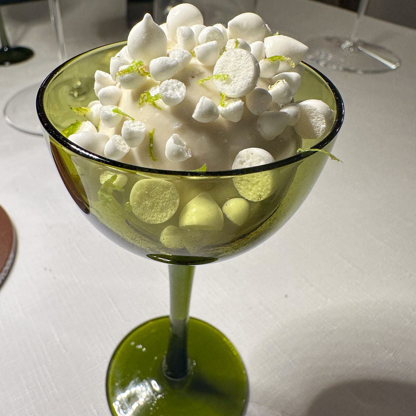 sorbet with meringue at Amalia restaurant in Paris