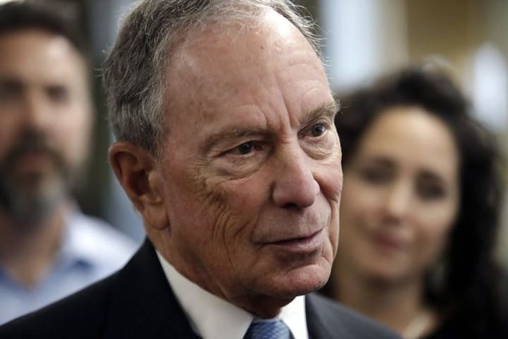 Former mayor of New York City Michael Bloomberg speaks to media July 29 in Nashua, New Hampshire. Bloomberg filed to be on the ballot for Alabama&#x27;s Democratic presidential primary on Nov. 8.