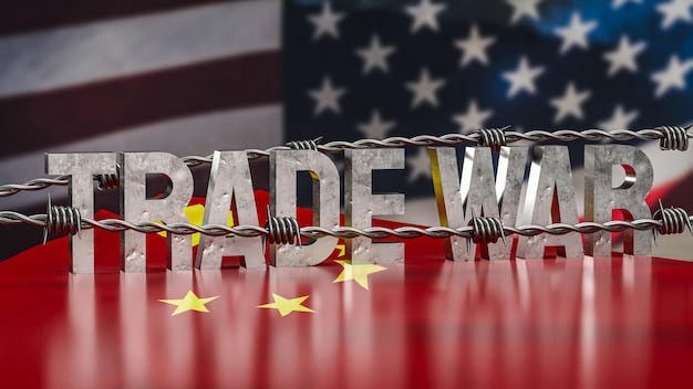 Photo the trade war text on usa and china flag background for business 3d rendering