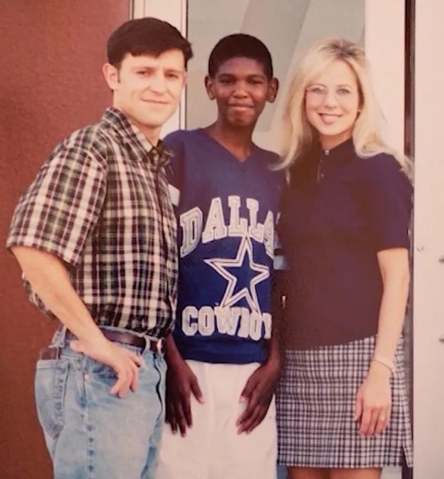The Johsons pictured with Michael James when he is around 11-years old