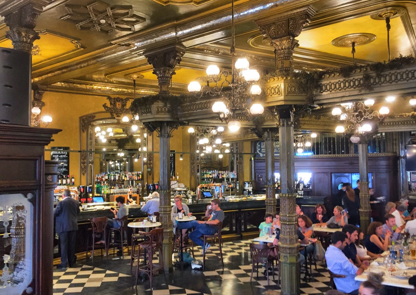 inside of a classic grand cafe