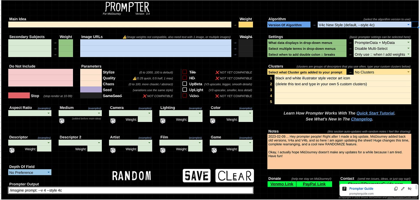 Screenshot of the Prompter frontpage
