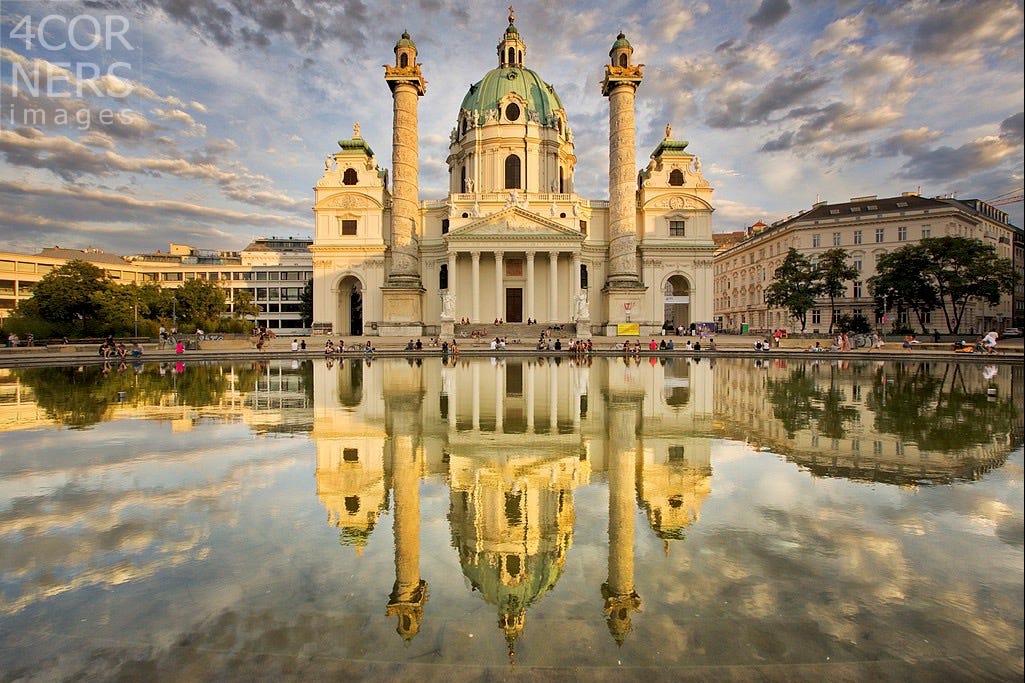 Watermark on 4Corners Website. Karlskirche, Vienna © Gavin Gough