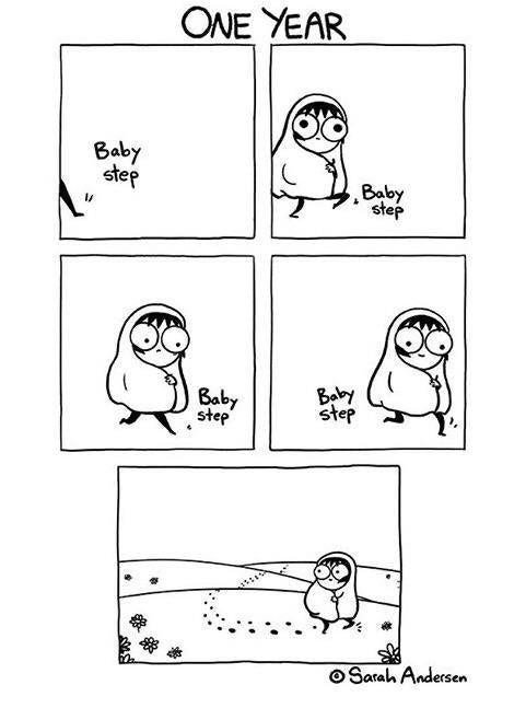 Comic titled "One Year", by Sarah Andersen