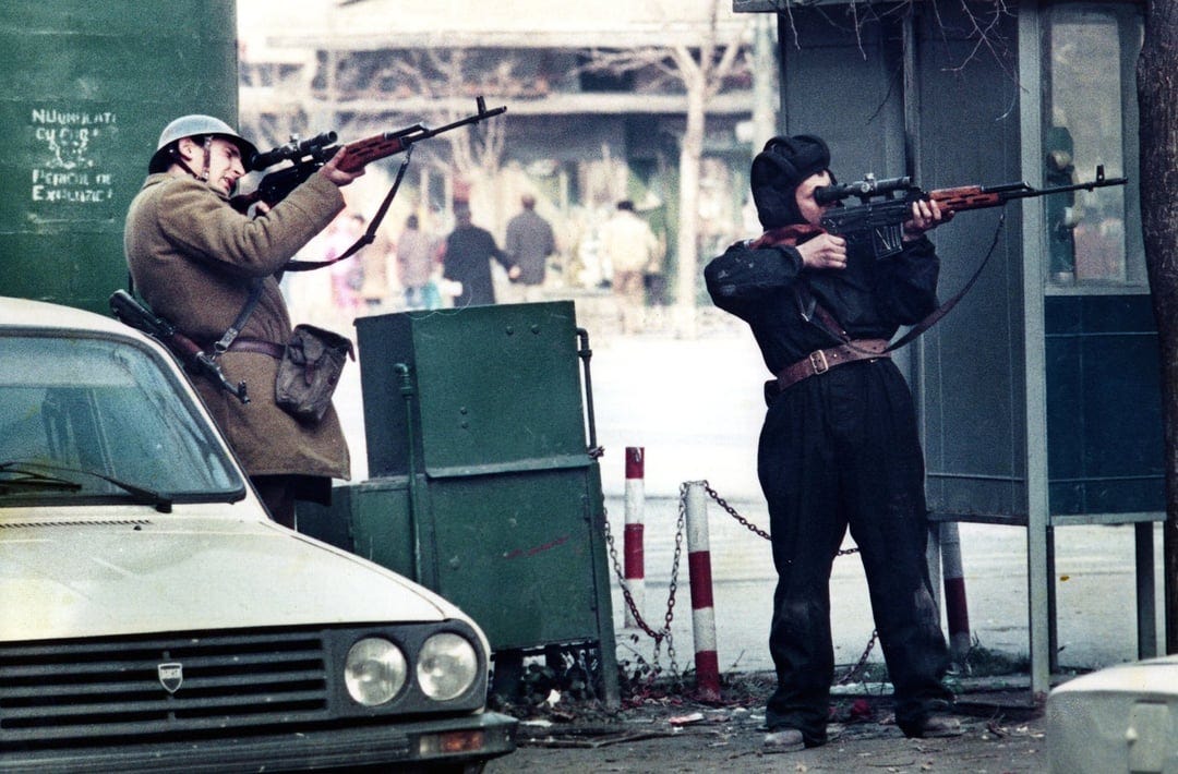 Infantryman and tanker of the Romanian Army aim PSL sniper rifles in  Bucharest during the Romanian Revolution of December 1989, against the  communist dictator Nicolae Ceaușescu. [1600x1052] : r/HistoryPorn