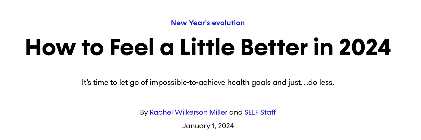 Screenshot of the article "How to Feel a Little Better in 2024"