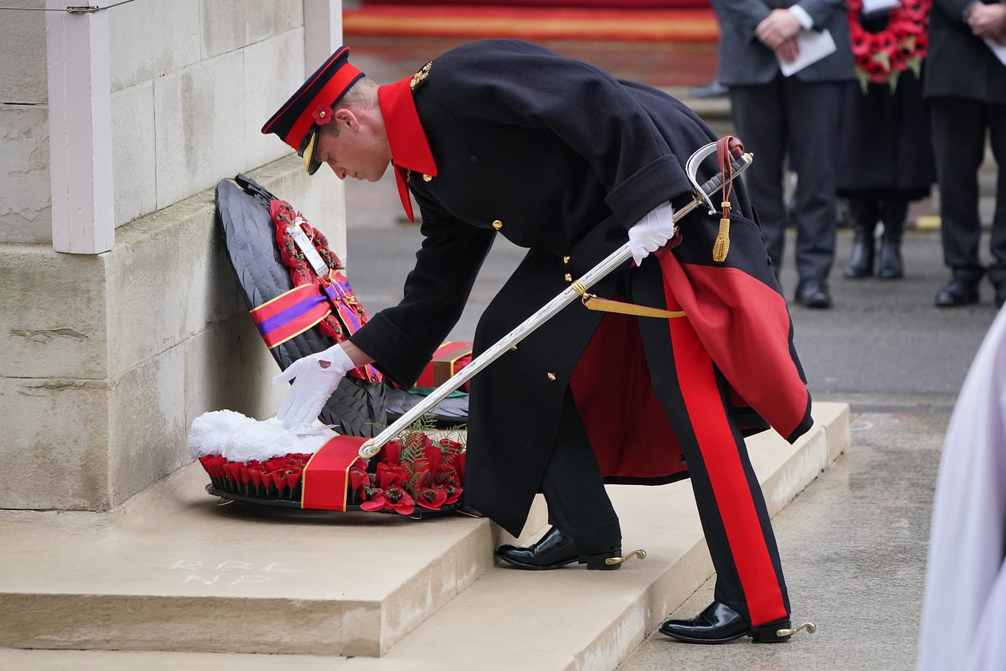 Prince William places wreath at the Cenotaph