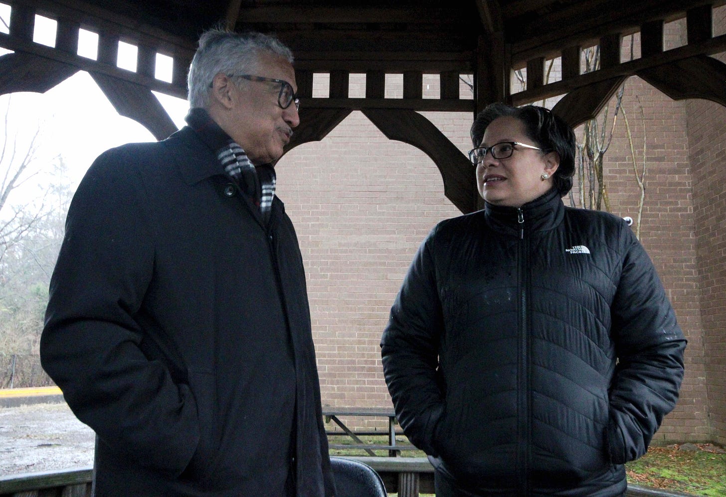 Rep. Bobby Scott and State Senator Jennifer McClellan talking