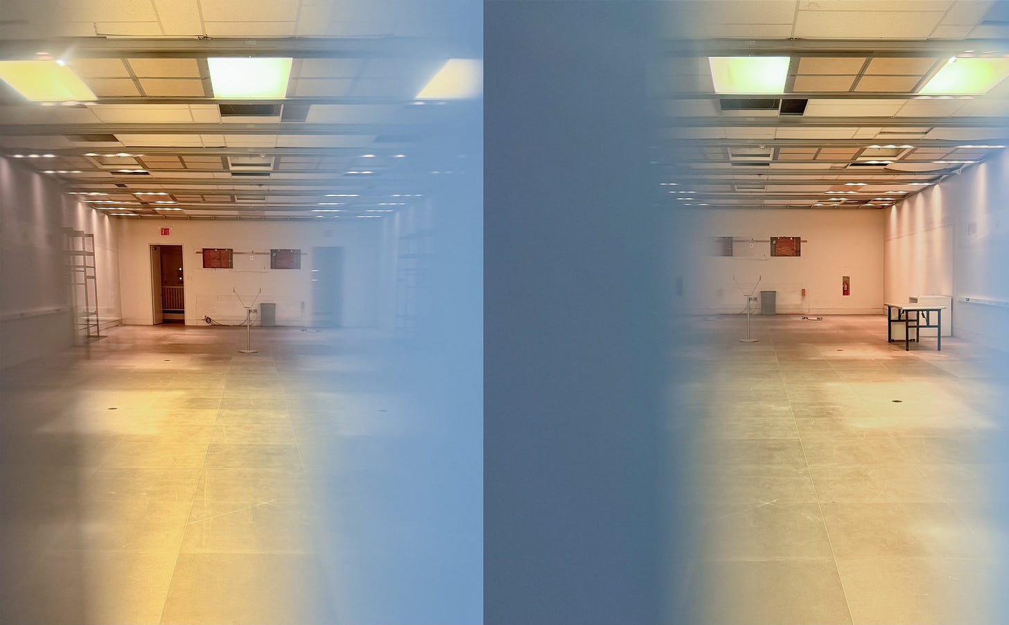 Two angles of the interior of Apple The Pier as it appeared in summer 2024. The store largely resembles its appearance during Apple's occupancy.