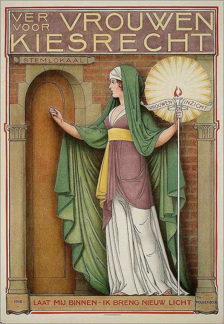 Affiche voor 'Vereeniging voor Vrouwenkiesrecht' (1918)