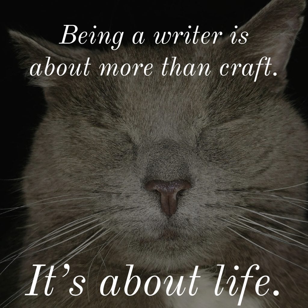 Being a writer is about more than craft. It's about life and resonance and cohesion. 