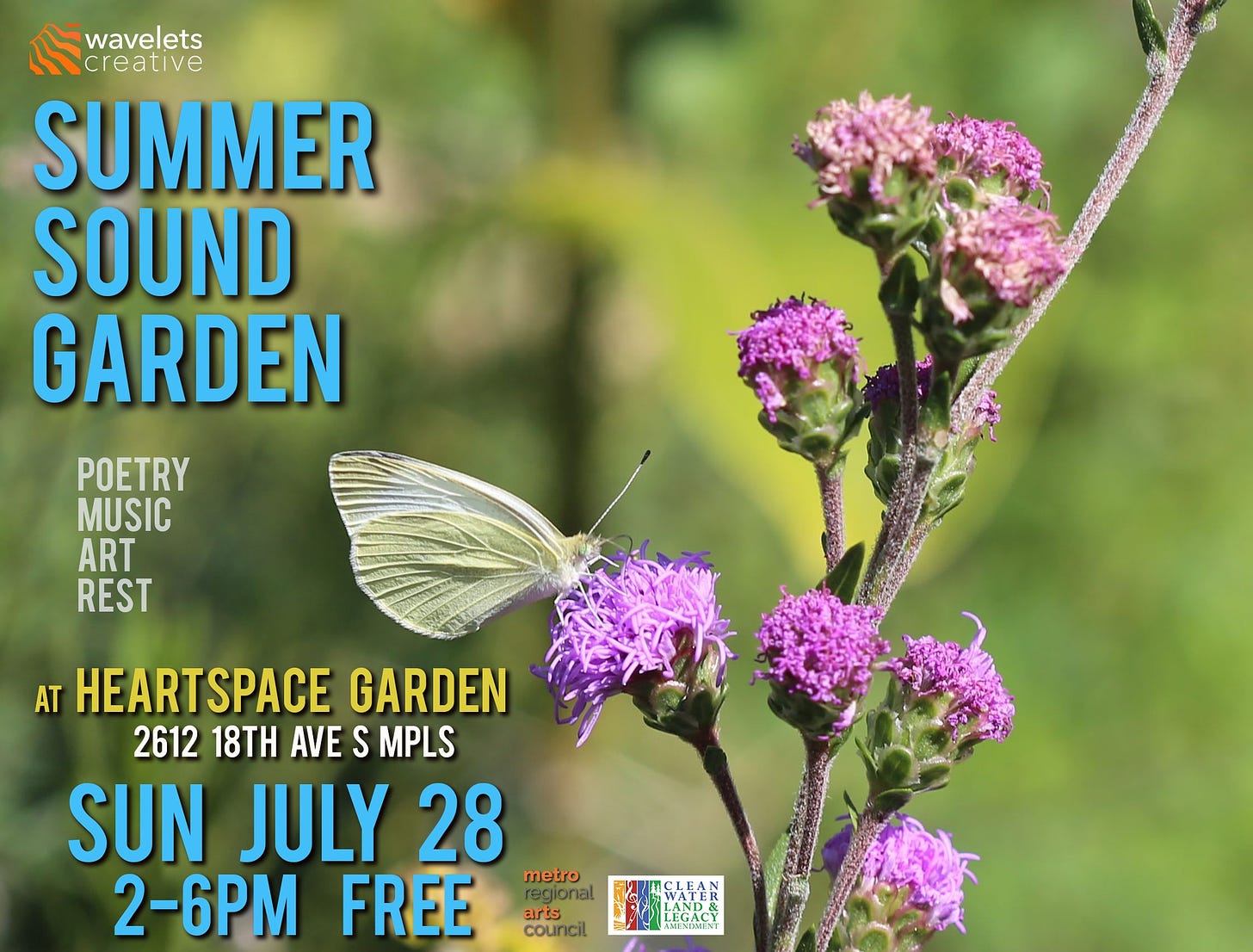 Summer Sound Garden - poetry, music, art, rest - at HeartSpace Garden, 2612 18th Ave S, Mpls - Sun July 28, 2-6pm Free