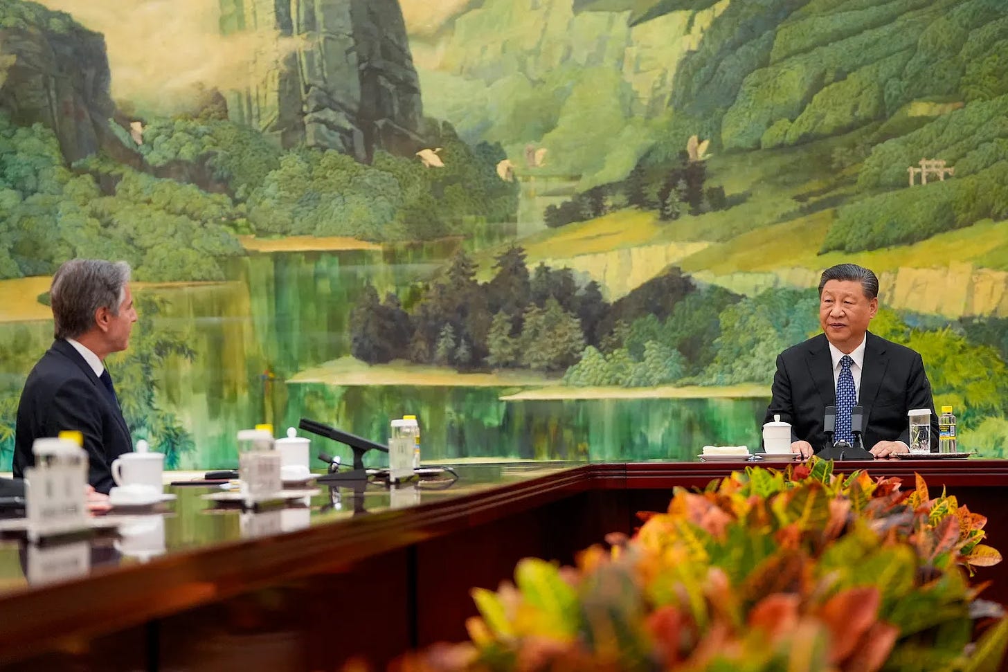Chinese President Xi Jinping speaks with U.S. Secretary of State Antony Blinken in Beijing.