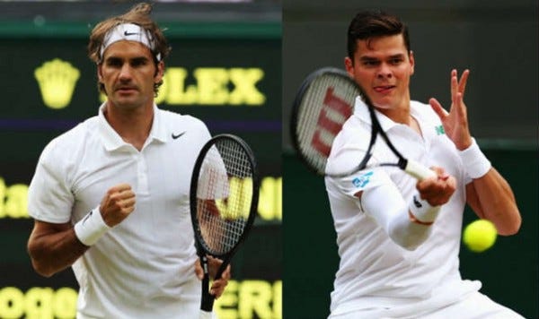 milos raonic loses to roger federer bulge atp tennis 2015 images