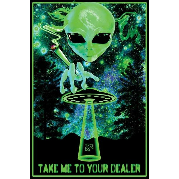 The classic "take me to your dealer" alien.