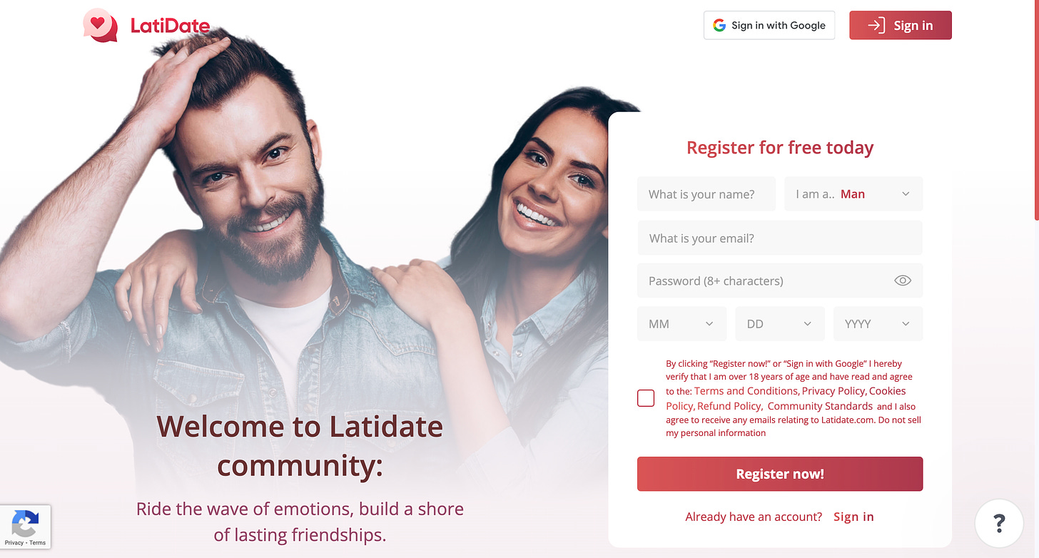 LatiDate website.