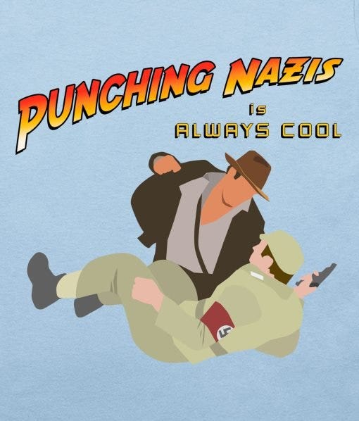 Punching Nazis is always cool T-shirt Close up