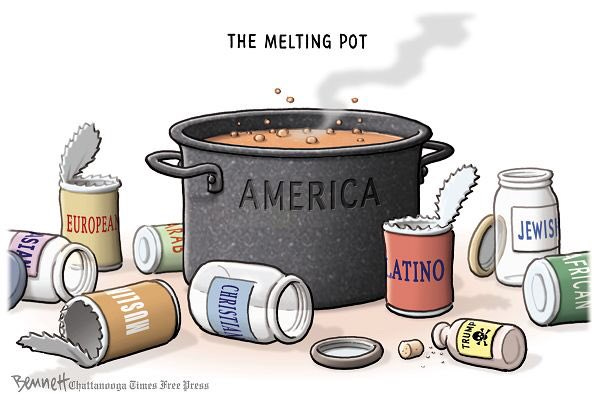 Clay Bennett on X: "12/12/2015- The Melting Pot #AmericanMeltingPot # MeltingPot #Immigration #DonaldTrump #Trump https://t.co/3jE7B2SAlP" / X
