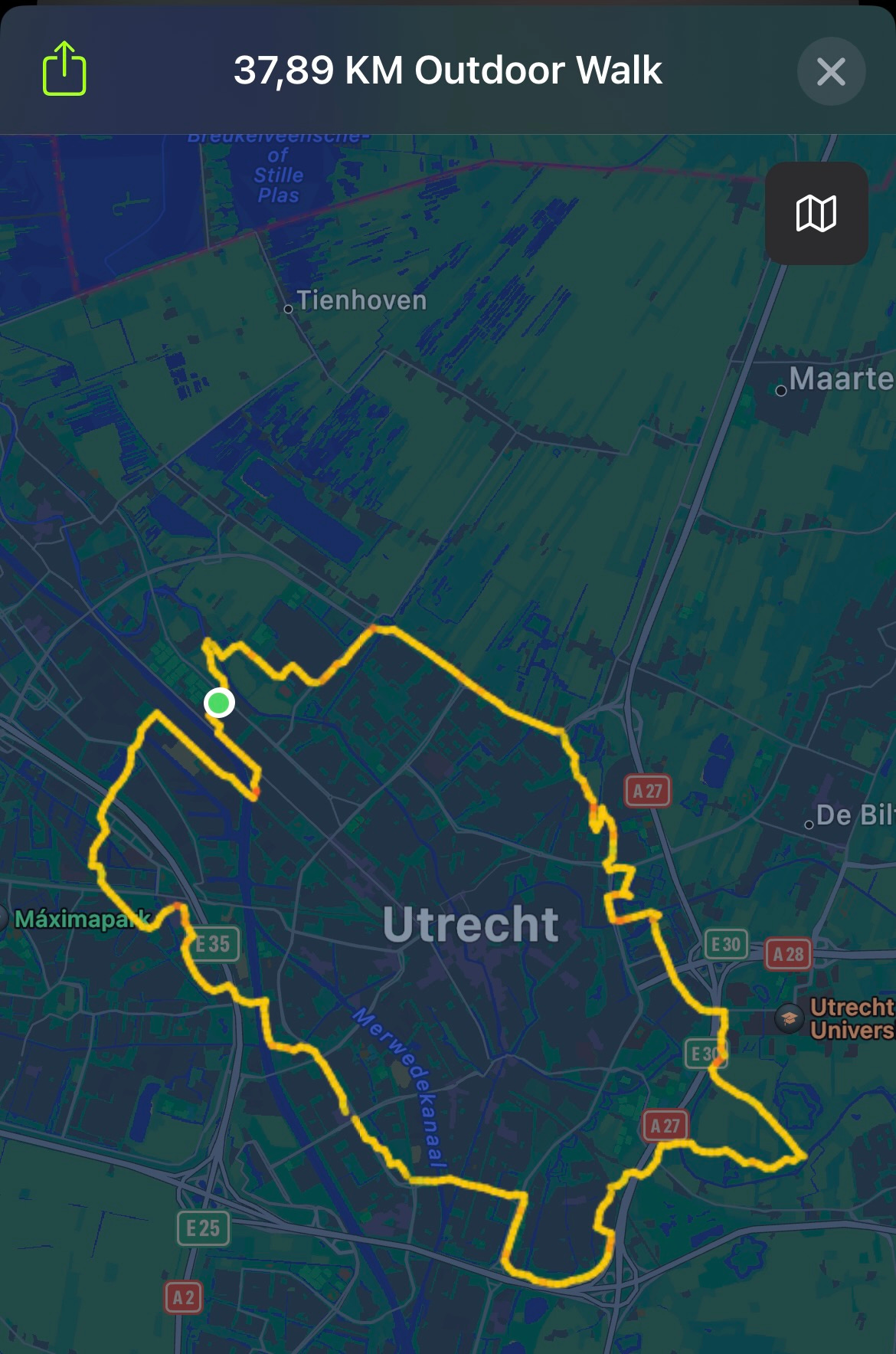 picture of the walk, 38km around Utrecht