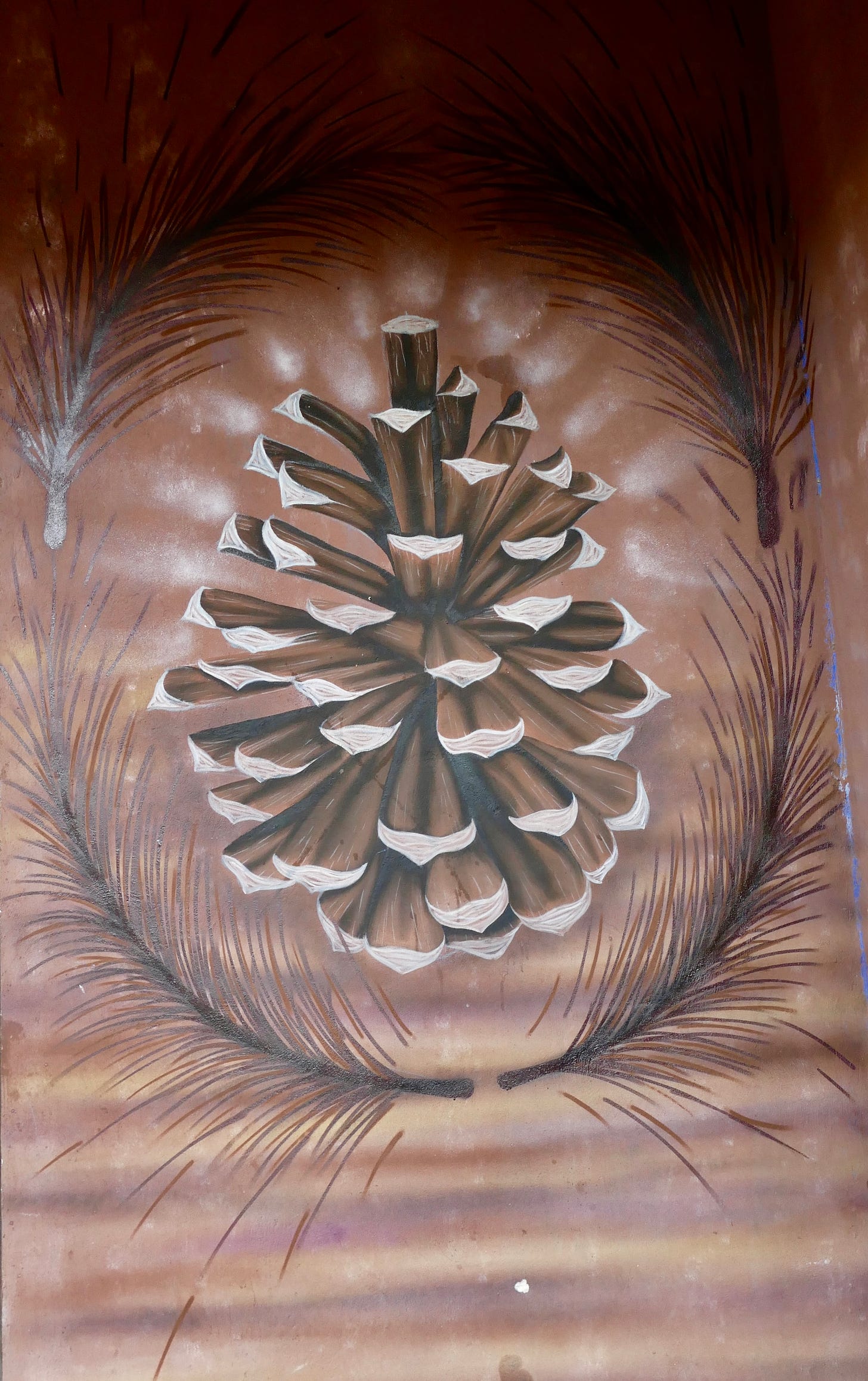 Pinecone detail from a mural in Cherán