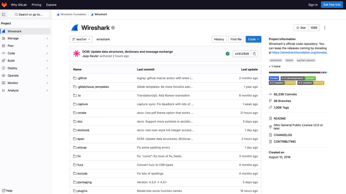 GitLab repo for Wireshark