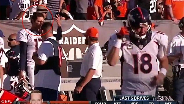 Peyton Manning's back-up showed his disgust as veteran takes to the field |  Daily Mail Online