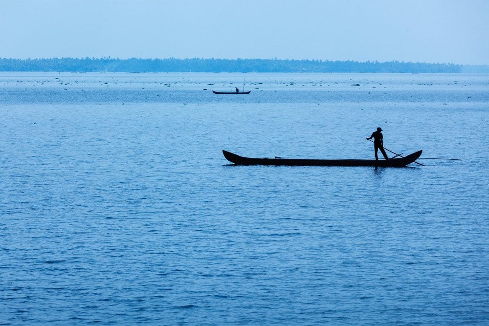 Sustainable development goals represented by a photo of fishing in Kerala, India