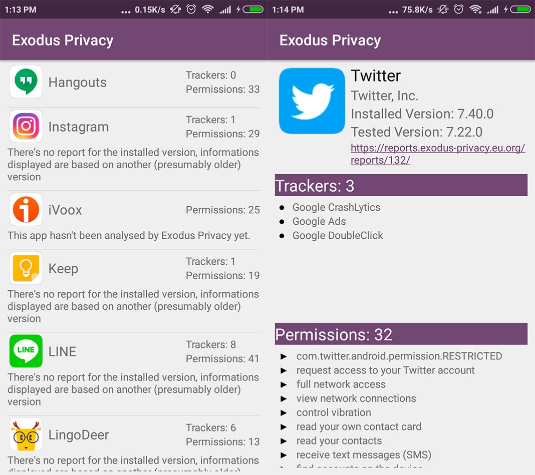 Reveal the permissions and trackers used by the apps on your smartphone