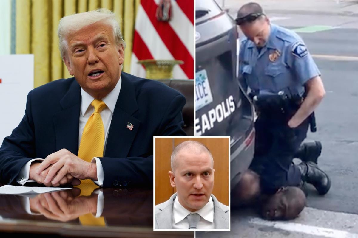 Trump says he's not considering pardon for Derek Chauvin in federal case