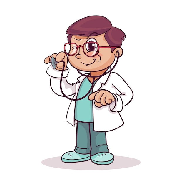 Hand drawn doctor cartoon illustration