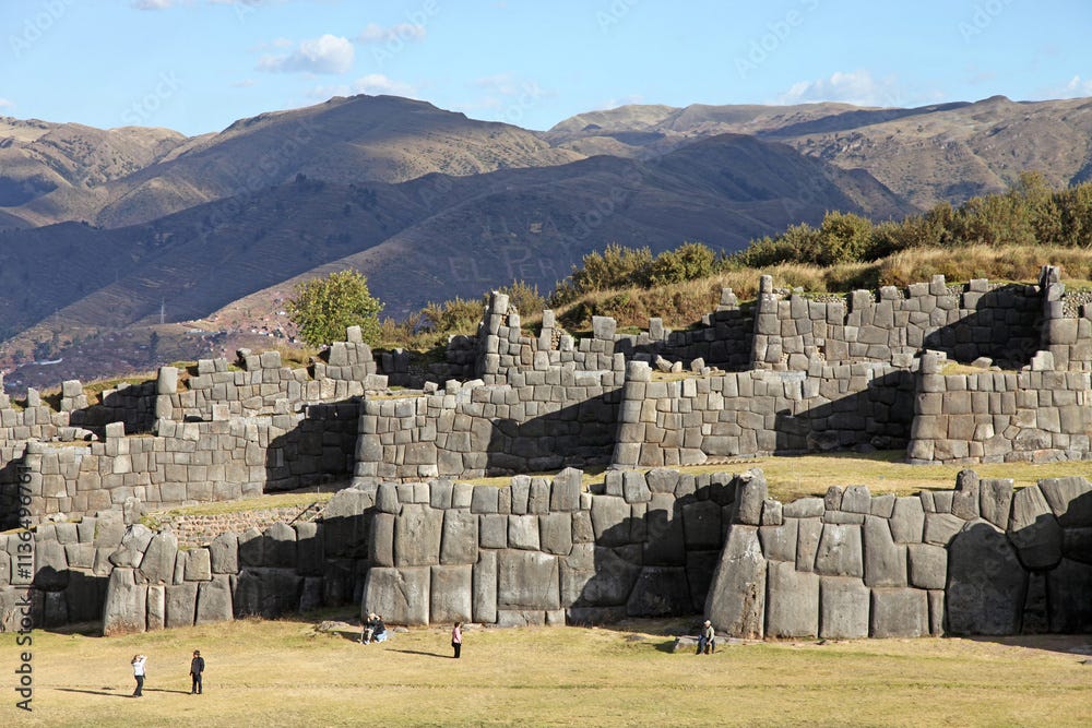 Closeup of the walls of the Sacsayhuaman fortress, Cusco Peru
