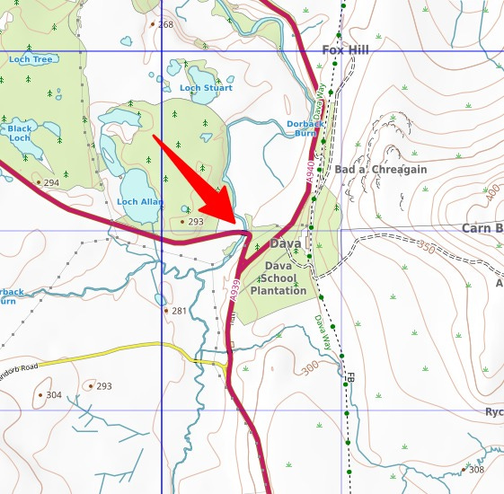 Map of the area with arrow pointing to exact location
