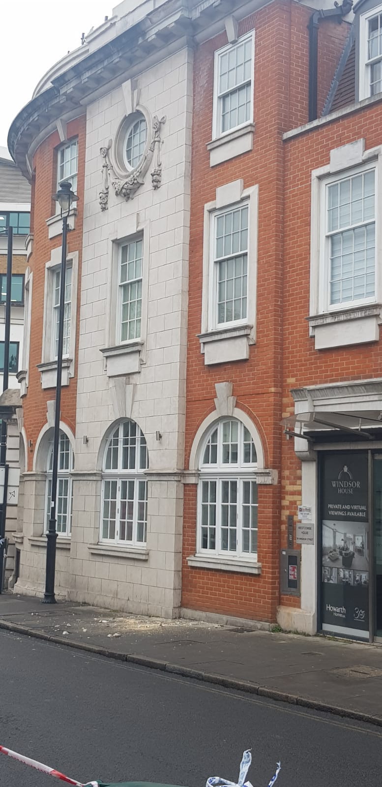 Windsor Street in Uxbridge - the old Post Office building with a small amount of rendering on the pavement