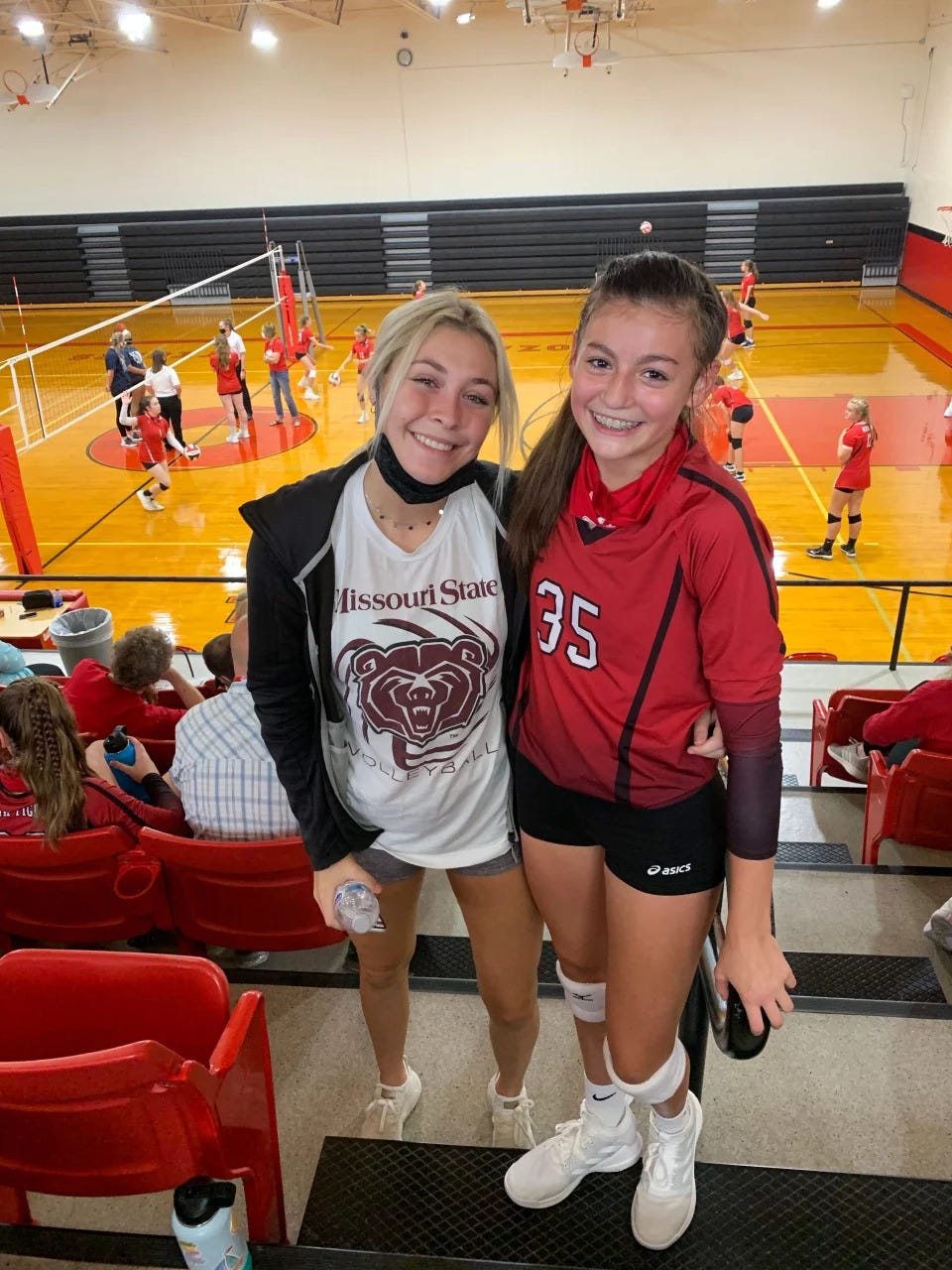 Former Nixa volleyball player Jaycee Fixsen (left), who is currently battling Hodgkin's lymphoma, as a student-athlete at Missouri State is pictured with Ozark volleyball player Josie Orellana who recently passed away after battling acute myeloid leukemia.