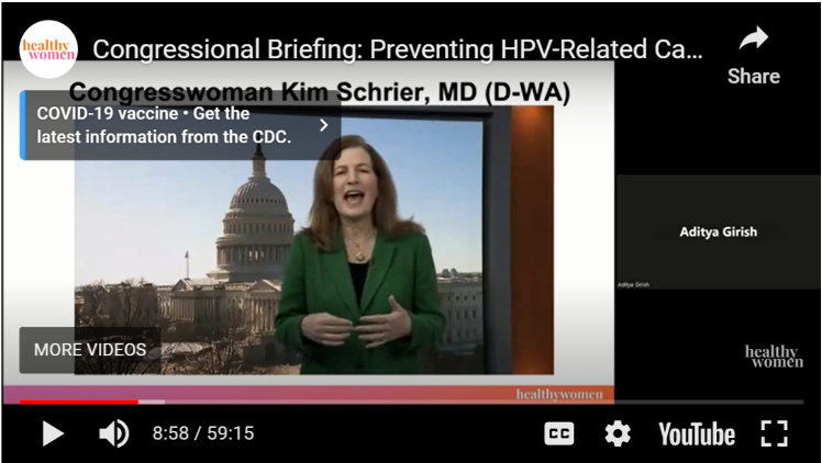 Dr. Kim Schrier makes her case for the HPV vaccine during the congressional briefing.