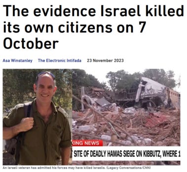 Electronic Intifada: The Evidence Israel Killed Its Own Citizens on 7 October