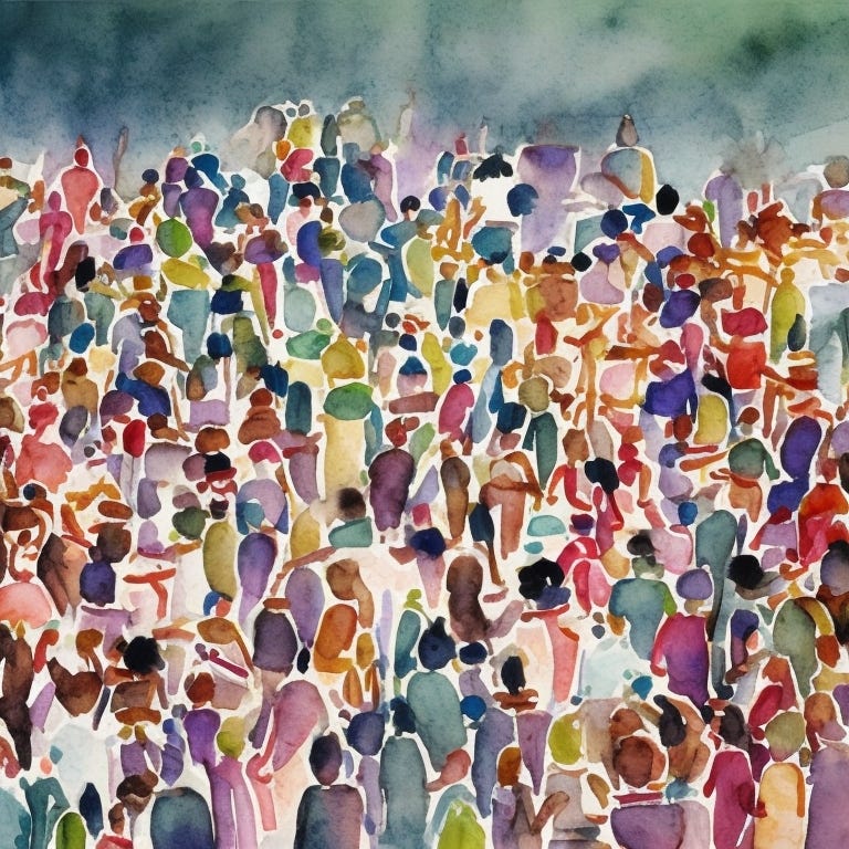 Watercolor of a crowd