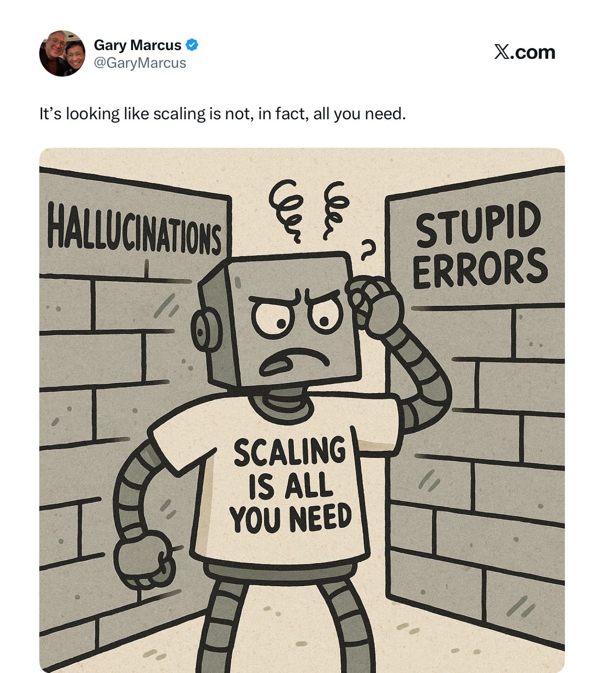 A cartoon depicting the AI hype cycle as a dangerous peak