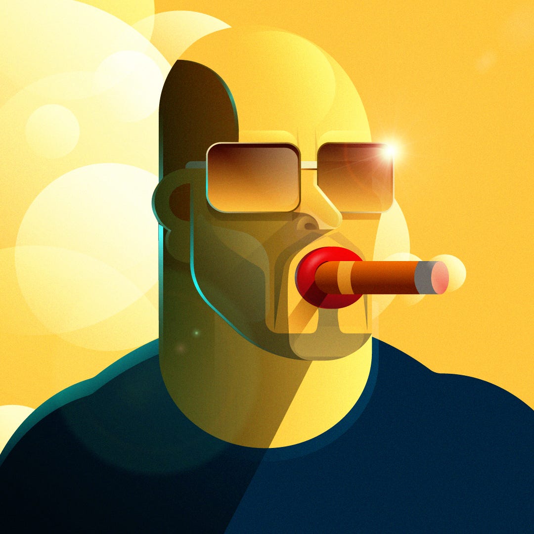 Working on my Portrait skills. "A Totally random guy, smoking cigar while  staring at sunset". Enjoy:) : r/AdobeIllustrator