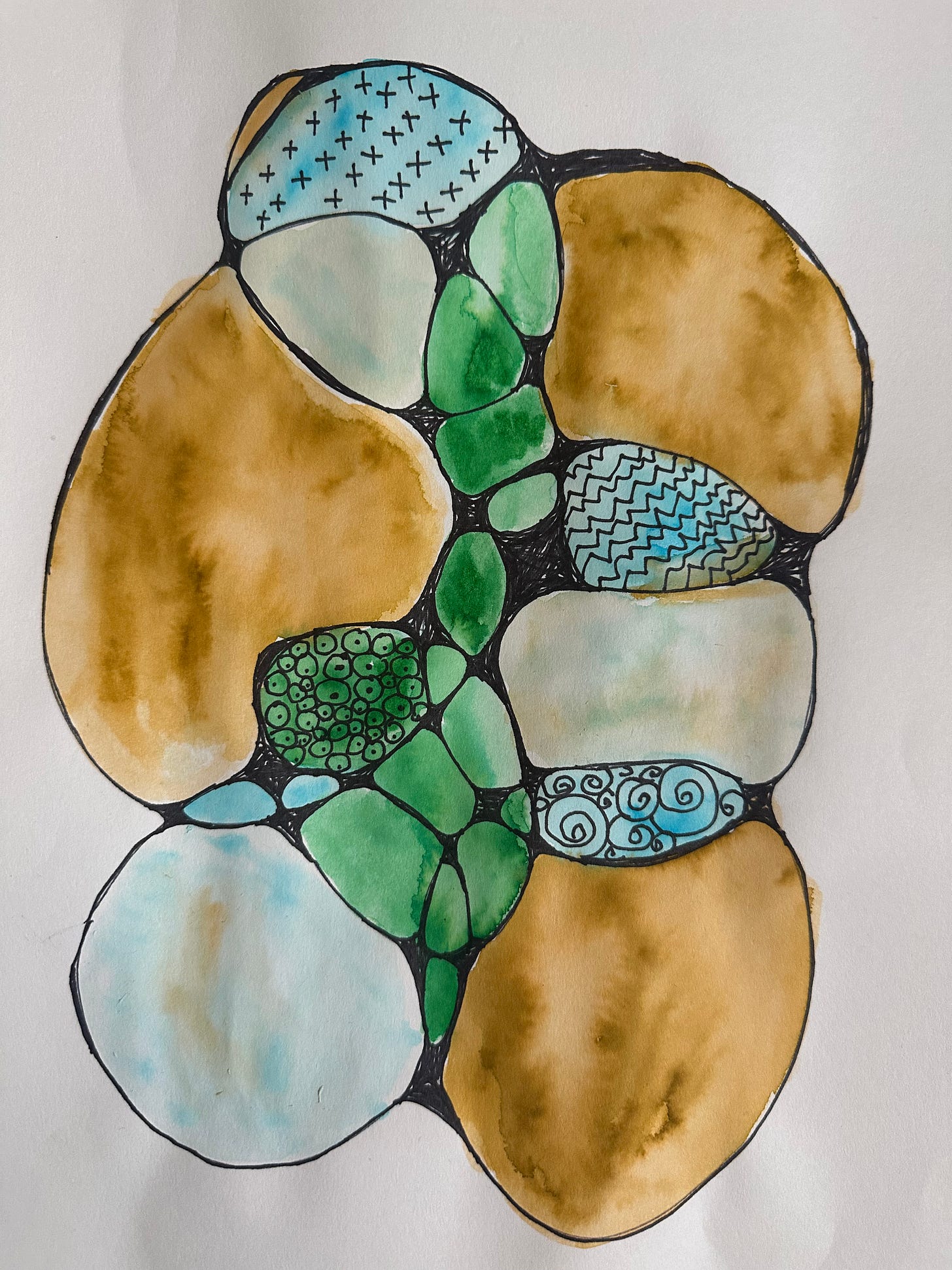 A zentangle drawing in earth tone by Kendra Sand