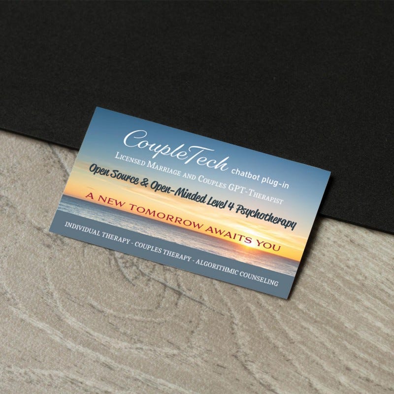 a business card for a GPT AI therapist