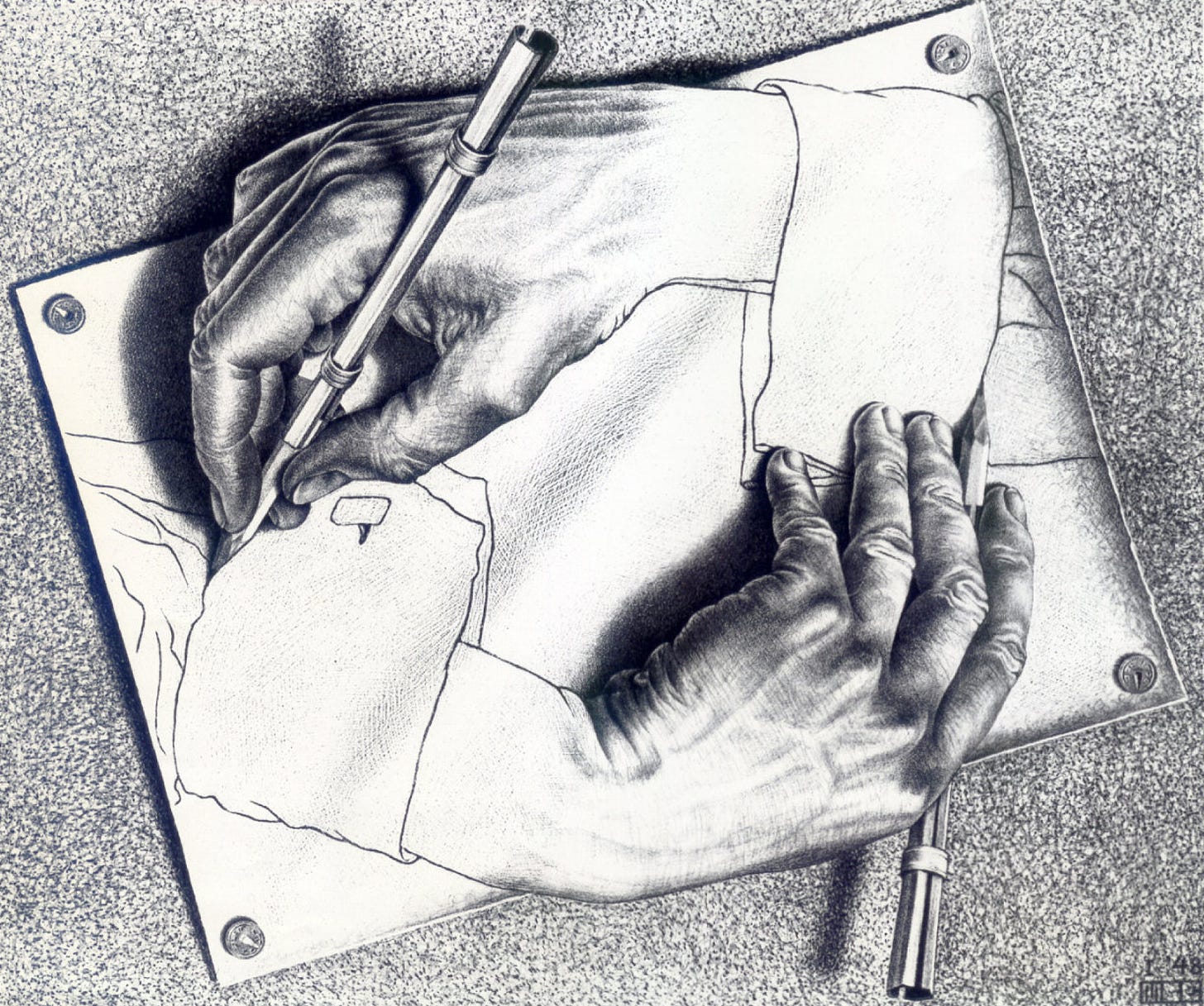 Drawing hands, 1948, 33×28 cm by Maurits Cornelis Escher: History, Analysis  & Facts | Arthive