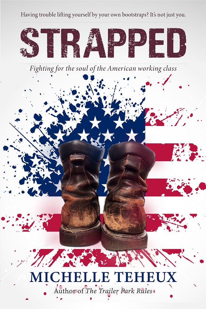 The cover of the book “Strapped” by Michelle Teheux